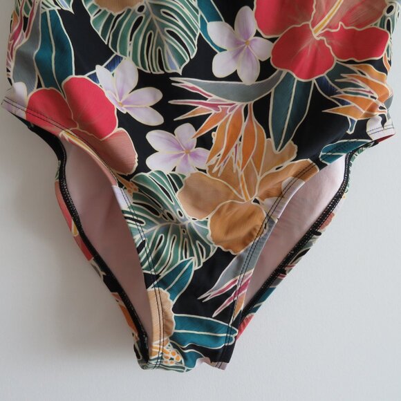 HURLEY Hawaiian Floral UPF 50+ Stretch Midweight One Piece Swimsuit - Size M - Picture 6 of 16